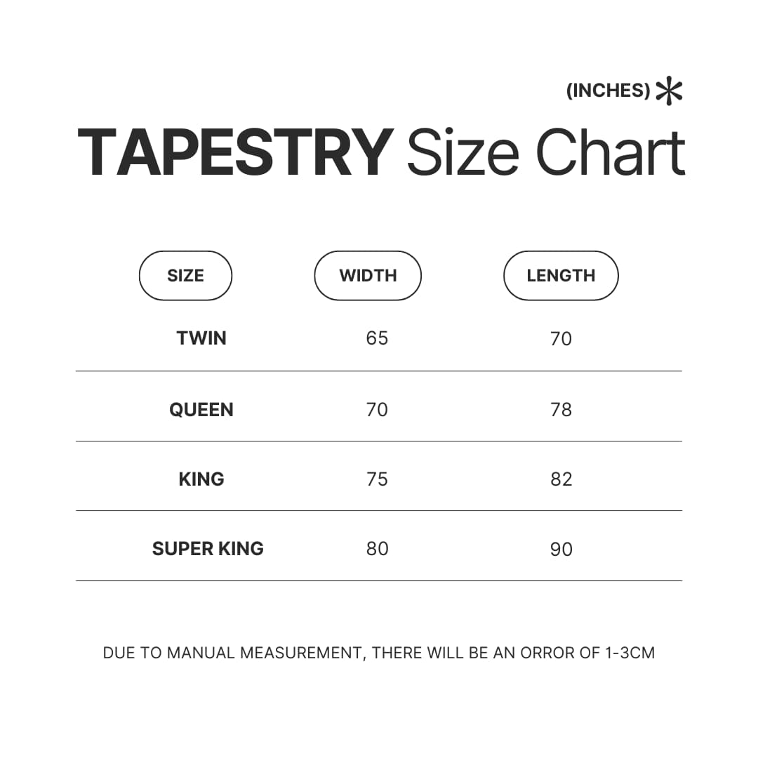 Tapestry Size Chart - Gojira Shop