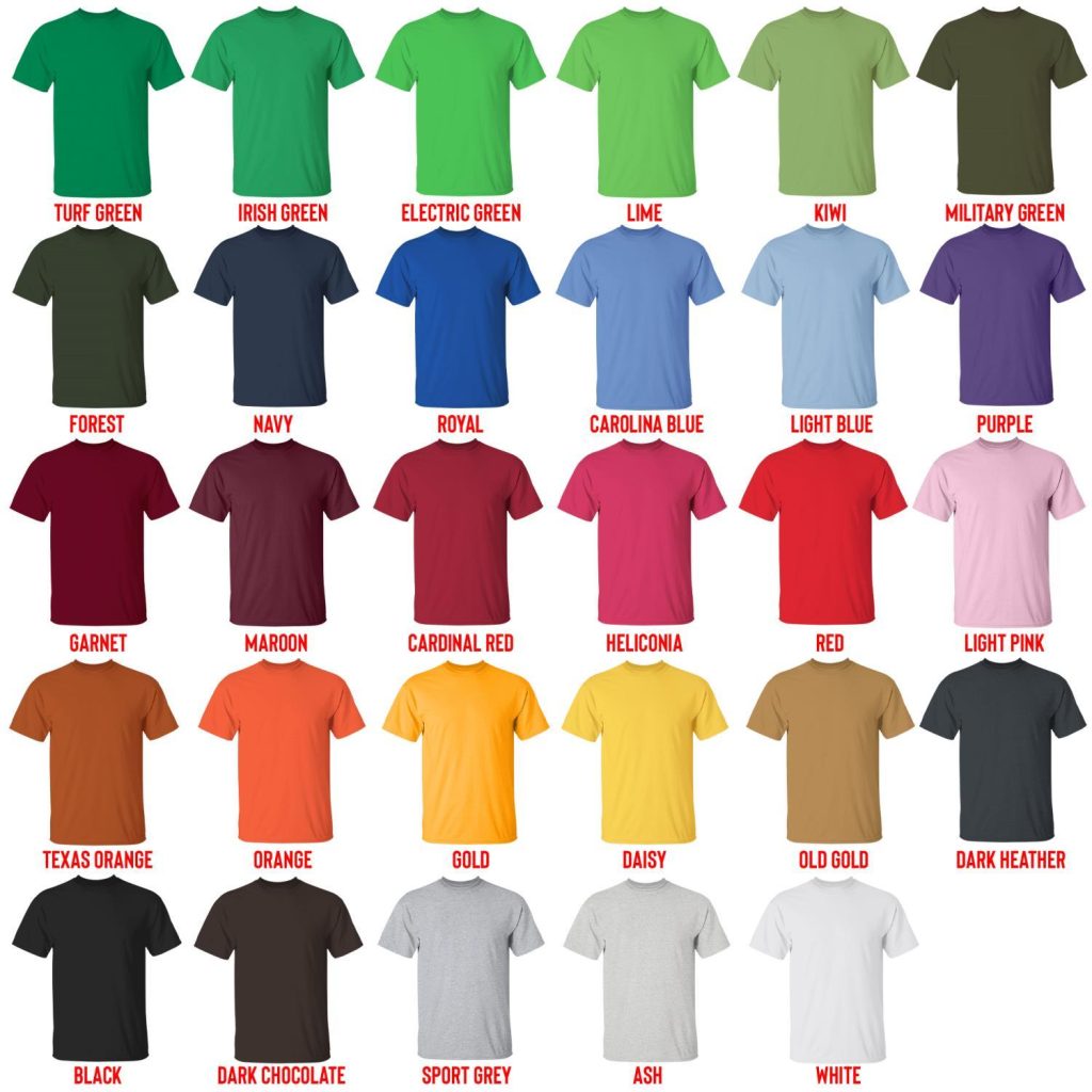 t shirt color chart - Gojira Shop